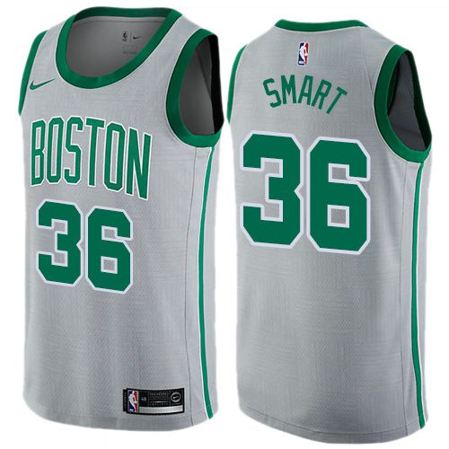 Men Boston Celtics #36 Marcus Smart Gray Nike Swingman City Edition NBA Jersey->boston celtics->NBA Jersey